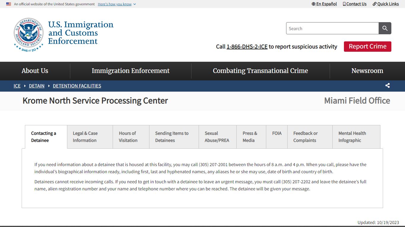 Krome North Service Processing Center | ICE
